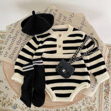 Load image into Gallery viewer, Striped Knitwear Set with Romper and Cardigan (One Set) - # BAAA51210038