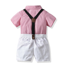 Load image into Gallery viewer, Boys' Summer Shirt Set with Bowtie and Suspenders - # BAAA71710014