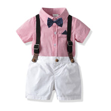 Load image into Gallery viewer, Boys' Summer Shirt Set with Bowtie and Suspenders - # BAAA71710014