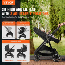 Load image into Gallery viewer, Deluxe Adjustable Baby Stroller with Bassinet - Black - # BAGEG11010003