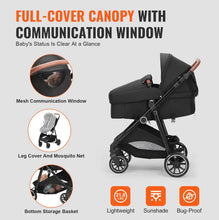 Load image into Gallery viewer, Deluxe Adjustable Baby Stroller with Bassinet - Black - # BAGEG11010003