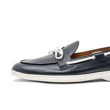 Load image into Gallery viewer, Men's Black Pebbled Leather Barca Yacht Loafer