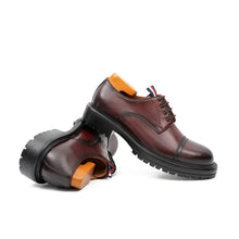 Load image into Gallery viewer, Big Cap Toe Derby shoes Wine red