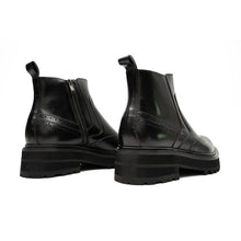 Load image into Gallery viewer, Black Brogue Leather Chelsea Boots