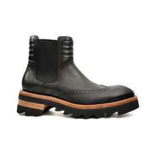 Load image into Gallery viewer, Black Brogue Platform Chelsea Boot