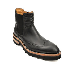 Load image into Gallery viewer, Black Brogue Platform Chelsea Boot