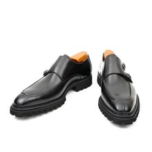 Load image into Gallery viewer, Black Double Monk Strap Leather Shoes