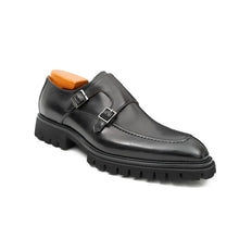 Load image into Gallery viewer, Black Double Monk Strap Leather Shoes