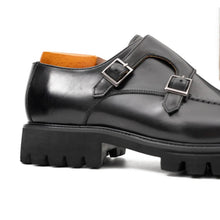 Load image into Gallery viewer, Black Double Monk Strap Leather Shoes