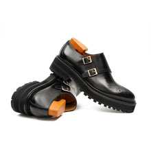 Load image into Gallery viewer, Black Dual-Buckle Chunky Sole Brogues