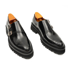 Load image into Gallery viewer, Black Dual-Buckle Chunky Sole Brogues