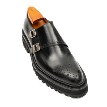 Load image into Gallery viewer, Black Dual-Buckle Chunky Sole Brogues