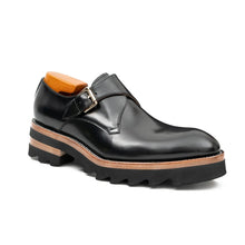 Load image into Gallery viewer, Black Leather Monk Strap Shoes with Chunky Soles