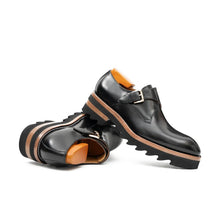 Load image into Gallery viewer, Black Leather Monk Strap Shoes with Chunky Soles