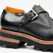 Load image into Gallery viewer, Black Leather Monk Strap Shoes with Chunky Soles