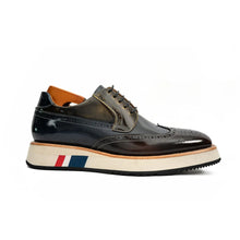 Load image into Gallery viewer, Black & Brown Brogues with Striped Sole
