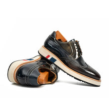 Load image into Gallery viewer, Black & Brown Brogues with Striped Sole