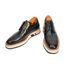 Load image into Gallery viewer, Black & Brown Brogues with Striped Sole