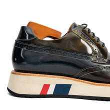 Load image into Gallery viewer, Black & Brown Brogues with Striped Sole