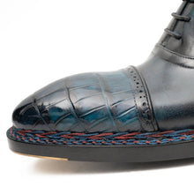 Load image into Gallery viewer, Blue Genuine Alligator Leather Boots Goodyear Norwegian Welt