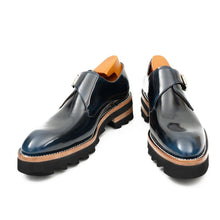 Load image into Gallery viewer, Blue Leather Monk Strap Shoes with Chunky Soles