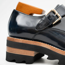 Load image into Gallery viewer, Blue Leather Monk Strap Shoes with Chunky Soles