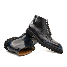 Load image into Gallery viewer, Blue Patent Lug Sole Boot