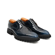 Load image into Gallery viewer, Blue derby brogue shoes