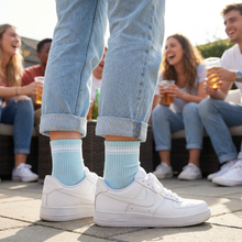 Load image into Gallery viewer, Blue/White Quarter Crew Women's Socks