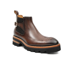 Load image into Gallery viewer, Brogue Chelsea Boots Brown