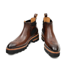 Load image into Gallery viewer, Brogue Chelsea Boots Brown