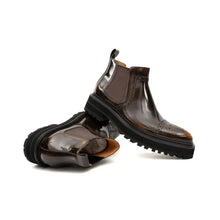 Load image into Gallery viewer, Brogue Platform Chelsea Boot