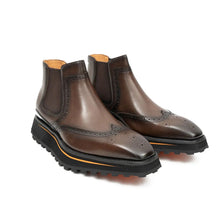 Load image into Gallery viewer, Brogue Thick-Soled Chelsea Boot 2891 Coffee