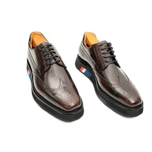 Load image into Gallery viewer, Brogue Wingtip Derby Burgundy Platform Shoe