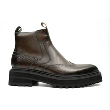 Load image into Gallery viewer, Brown Brogue Leather Chelsea Boots