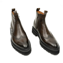 Load image into Gallery viewer, Brown Brogue Leather Chelsea Boots