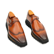 Load image into Gallery viewer, Brown Brogue Monk Shoes With Chunky Sole