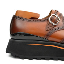 Load image into Gallery viewer, Brown Brogue Monk Shoes With Chunky Sole