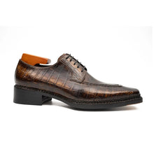 Load image into Gallery viewer, Brown Crocodile Derby Shoes Goodyear Norwegian 8014