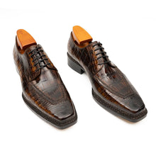 Load image into Gallery viewer, Brown Crocodile Derby Shoes Goodyear Norwegian 8014