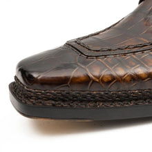 Load image into Gallery viewer, Brown Crocodile Derby Shoes Goodyear Norwegian 8014