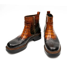 Load image into Gallery viewer, Brown Crocodile Leather Boots Goodyear Norwegian Welt 8013