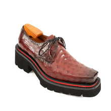 Load image into Gallery viewer, Burgundy Ostrich Derby Shoes with Tasse