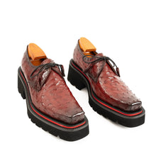 Load image into Gallery viewer, Burgundy Ostrich Derby Shoes with Tasse