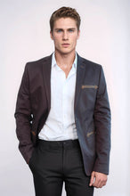 Load image into Gallery viewer, Double Button Mono Lapel Bag Pocket Cotton Brown Jacket-Wessi