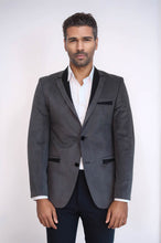 Load image into Gallery viewer, 2 Buttons Pocket Piping Velvet Grey Jacket