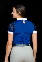 Load image into Gallery viewer, Short Sleeve Lace shirt- Navy