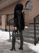 Load image into Gallery viewer, Genuine Scandinavian Mink Fur Poncho with Fully Lined Mink Hood