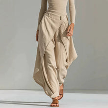Load image into Gallery viewer, Women's Off-Shoulder Slim Top & Draped Wide Leg Pants Two-Piece Set