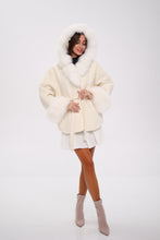 Load image into Gallery viewer, Genuine Polar Fox Fur Wool Hooded Coat